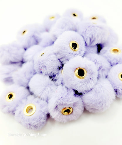 Light Purple Faux Fur Beads – Fuzzy Pom Pom Spacer Beads for Pens & DIY Crafts (Set of 10)