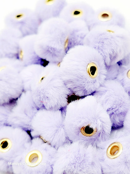 Light Purple Faux Fur Beads – Fuzzy Pom Pom Spacer Beads for Pens & DIY Crafts (Set of 10)