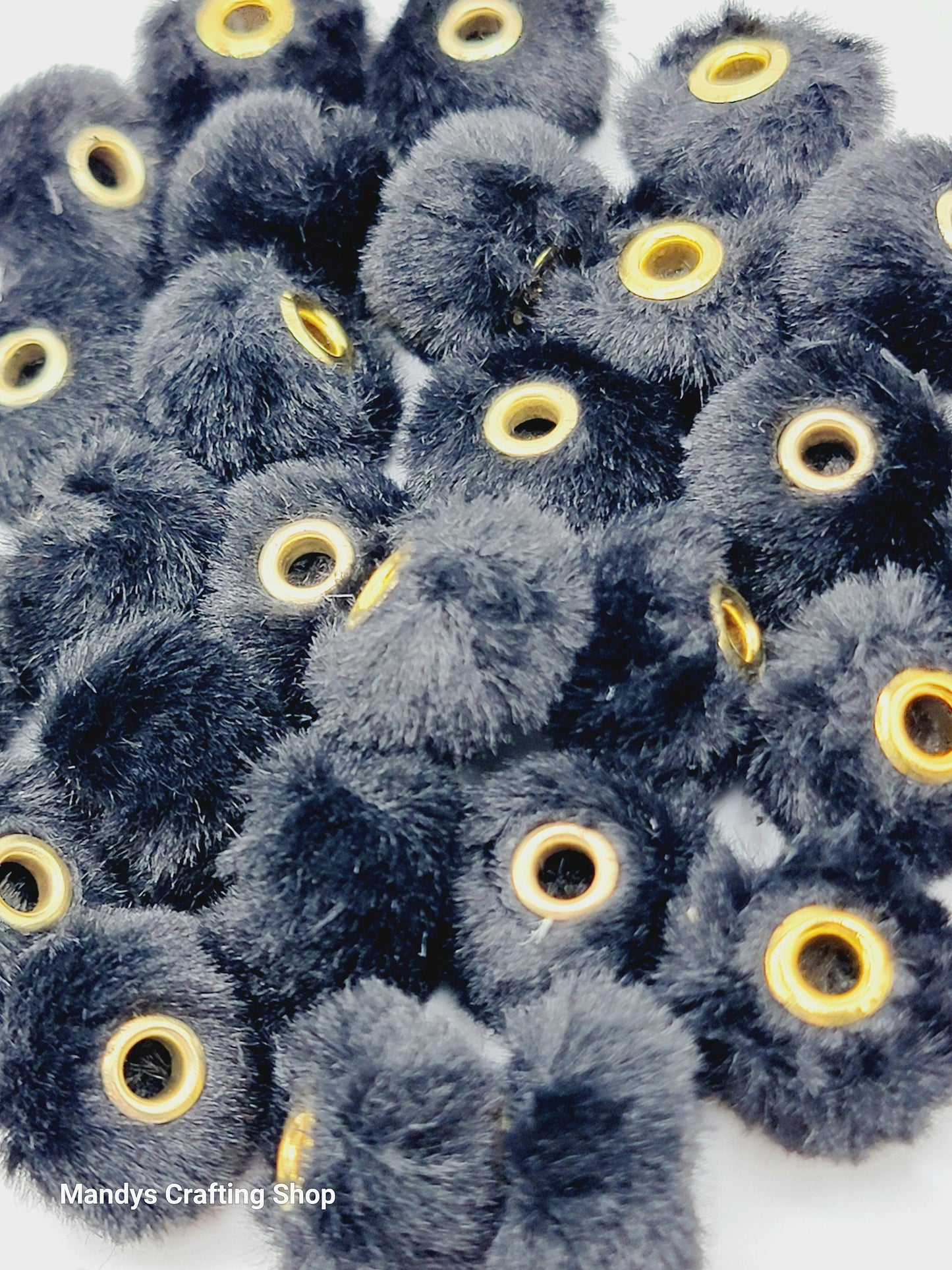 Black Faux Fur Beads – Fuzzy Spacer Beads for Pens, Keychains & DIY Crafts (Set of 10)