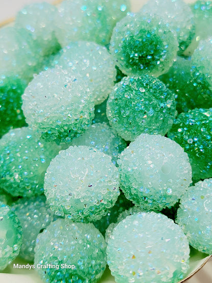 20mm Green Gradient Sugar Acrylic Beads (Set of 5) – Chunky Bubblegum Beads