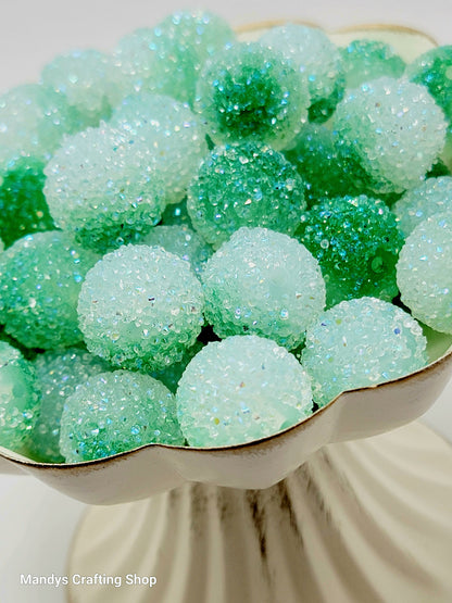 20mm Green Gradient Sugar Acrylic Beads (Set of 5) – Chunky Bubblegum Beads