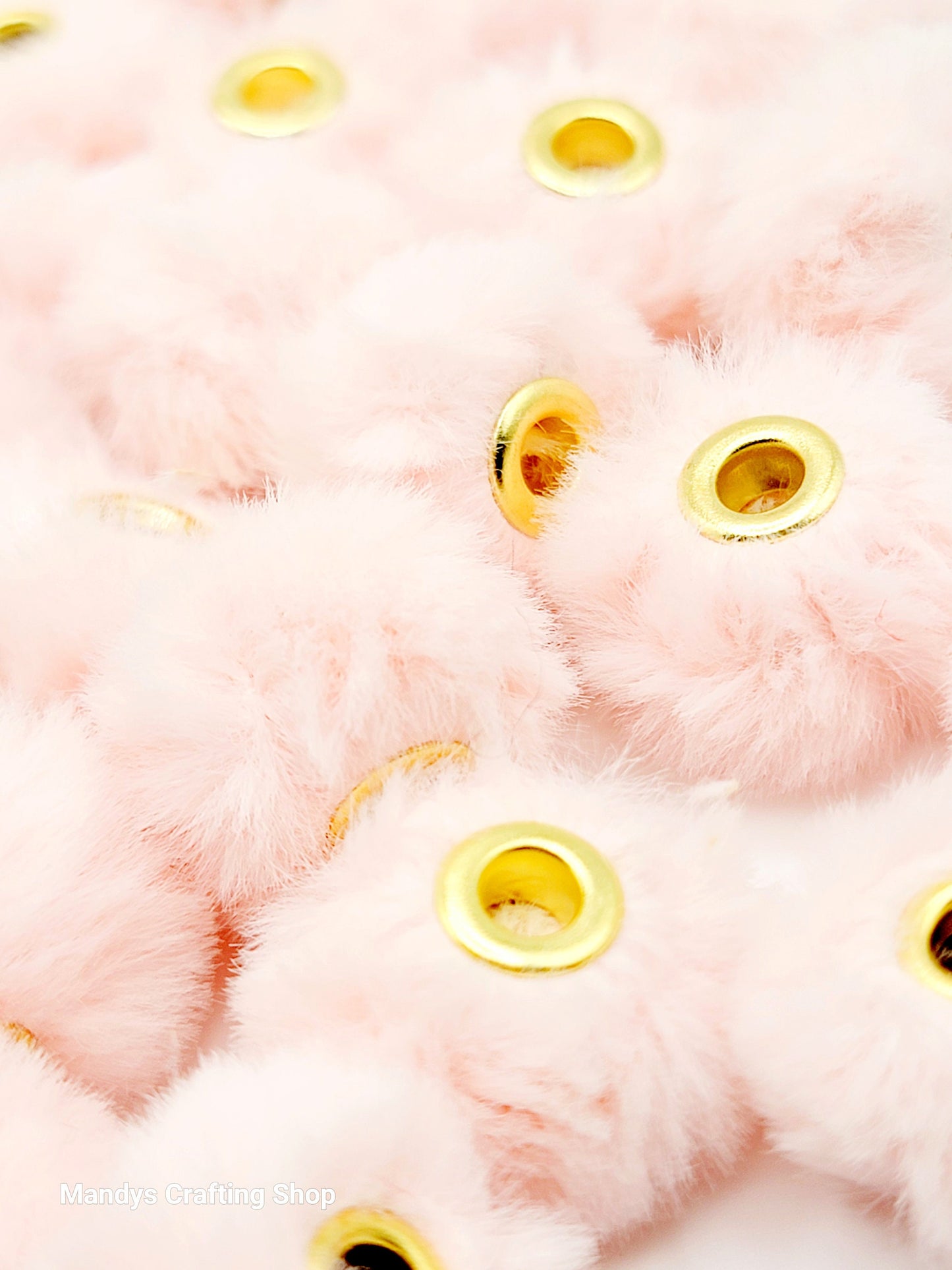 Light Pink Faux Fur Beads – Fuzzy Spacer Pom Pom Beads for Pens, Keychains & DIY Crafts (Set of 10)