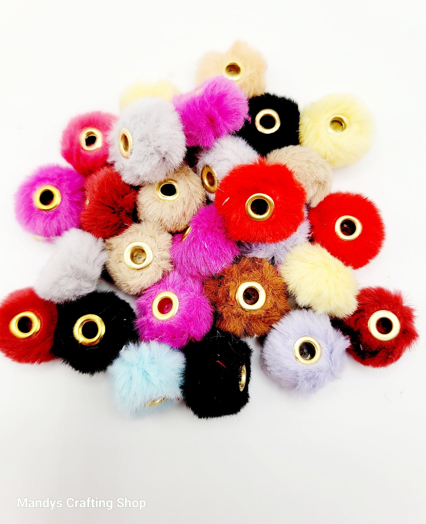 Mixed Color Faux Fur Beads – Fuzzy Pom Pom Spacer Beads for Pens & DIY Crafts (Set of 10)