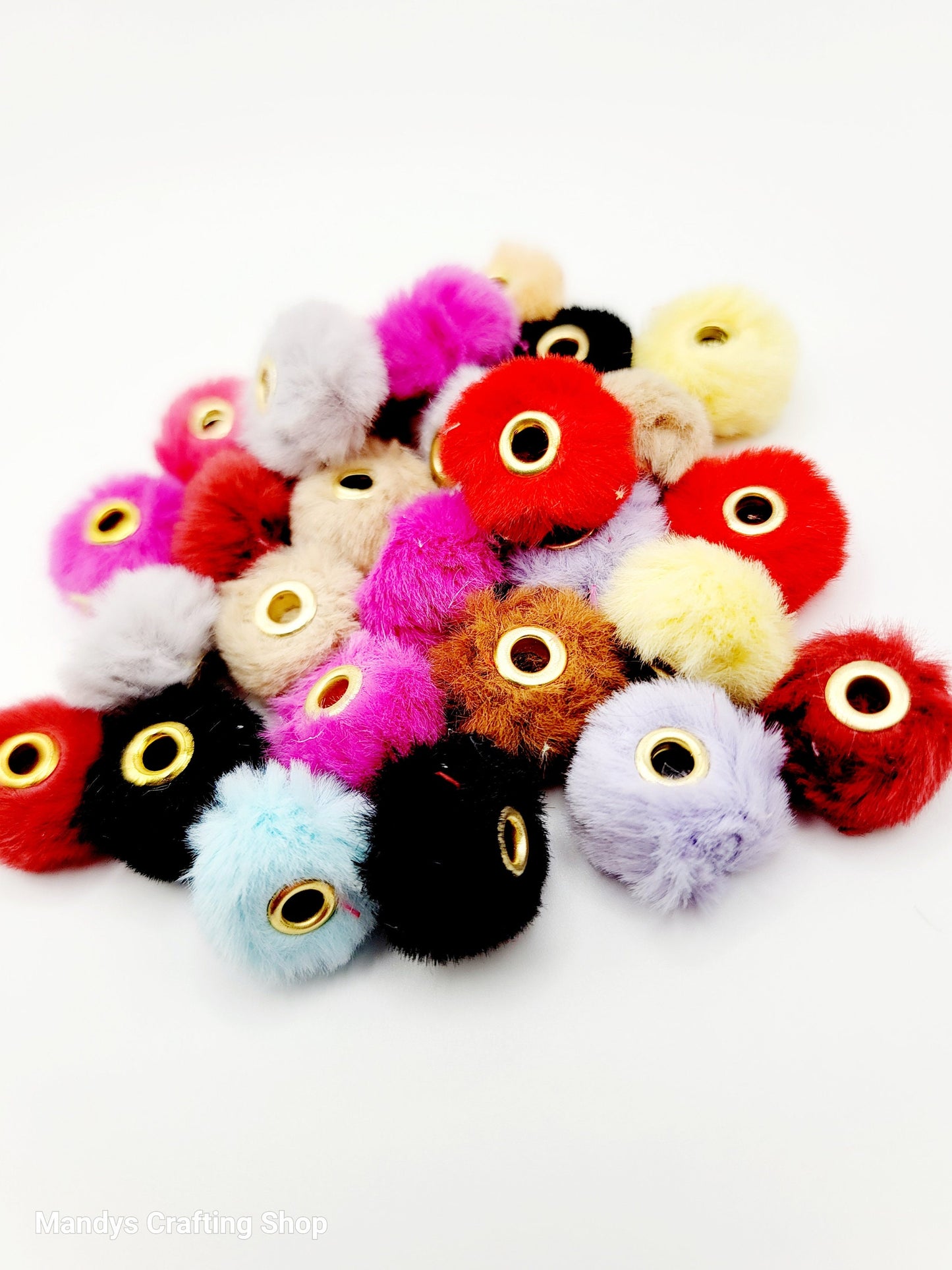Mixed Color Faux Fur Beads – Fuzzy Pom Pom Spacer Beads for Pens & DIY Crafts (Set of 10)
