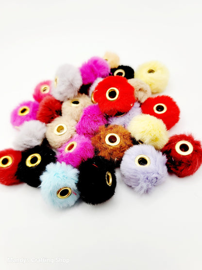 Mixed Color Faux Fur Beads – Fuzzy Pom Pom Spacer Beads for Pens & DIY Crafts (Set of 10)