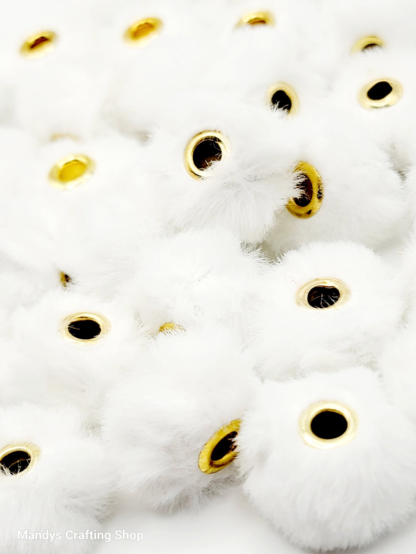 White Faux Fur Beads – Fuzzy Pom Pom Spacer Beads for Pens, Keychains & DIY Crafts (Set of 10)