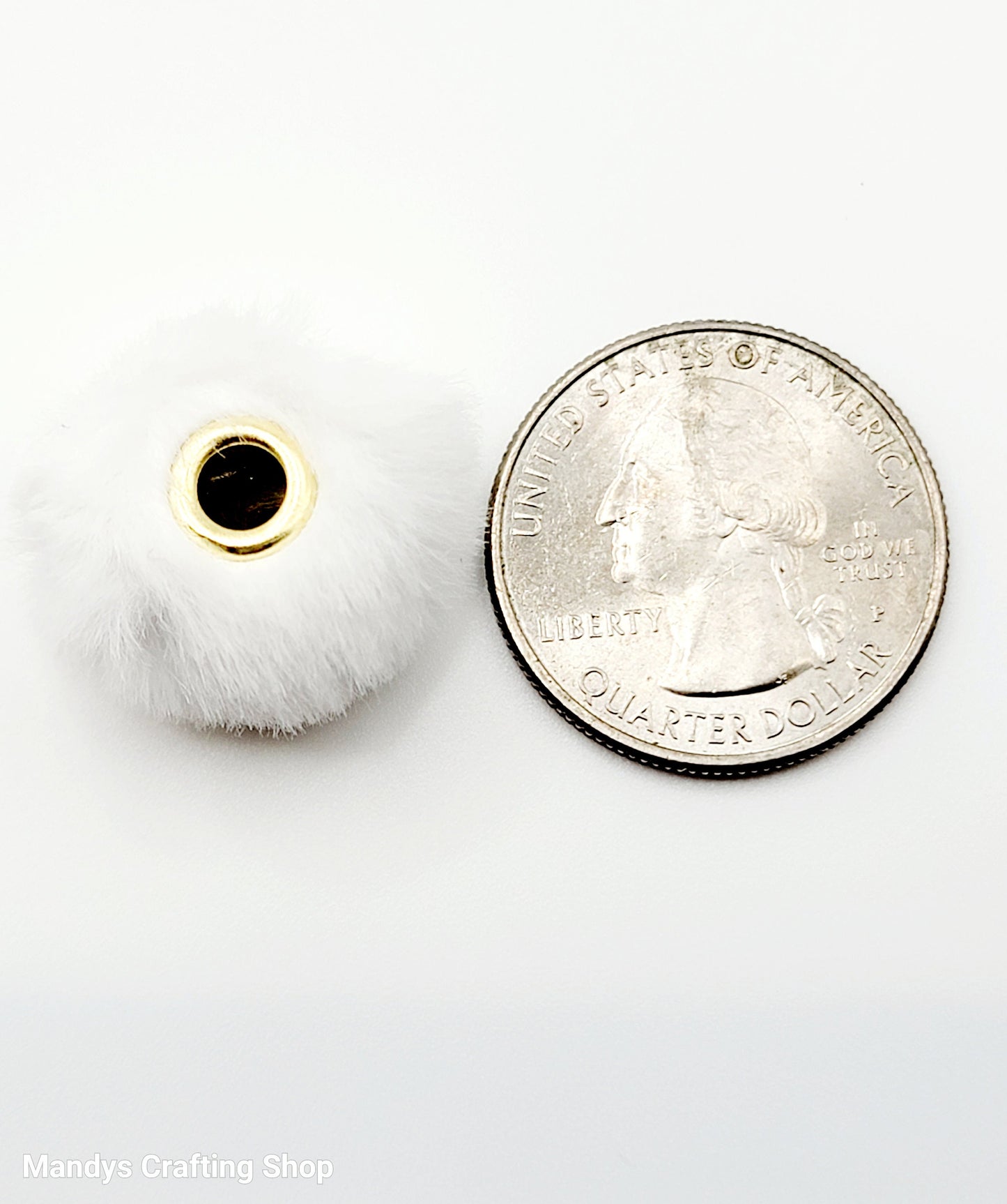 White Faux Fur Beads – Fuzzy Pom Pom Spacer Beads for Pens, Keychains & DIY Crafts (Set of 10)