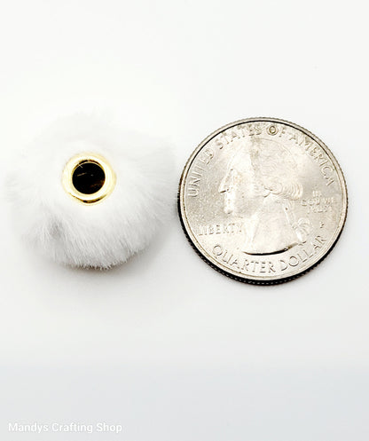 White Faux Fur Beads – Fuzzy Pom Pom Spacer Beads for Pens, Keychains & DIY Crafts (Set of 10)
