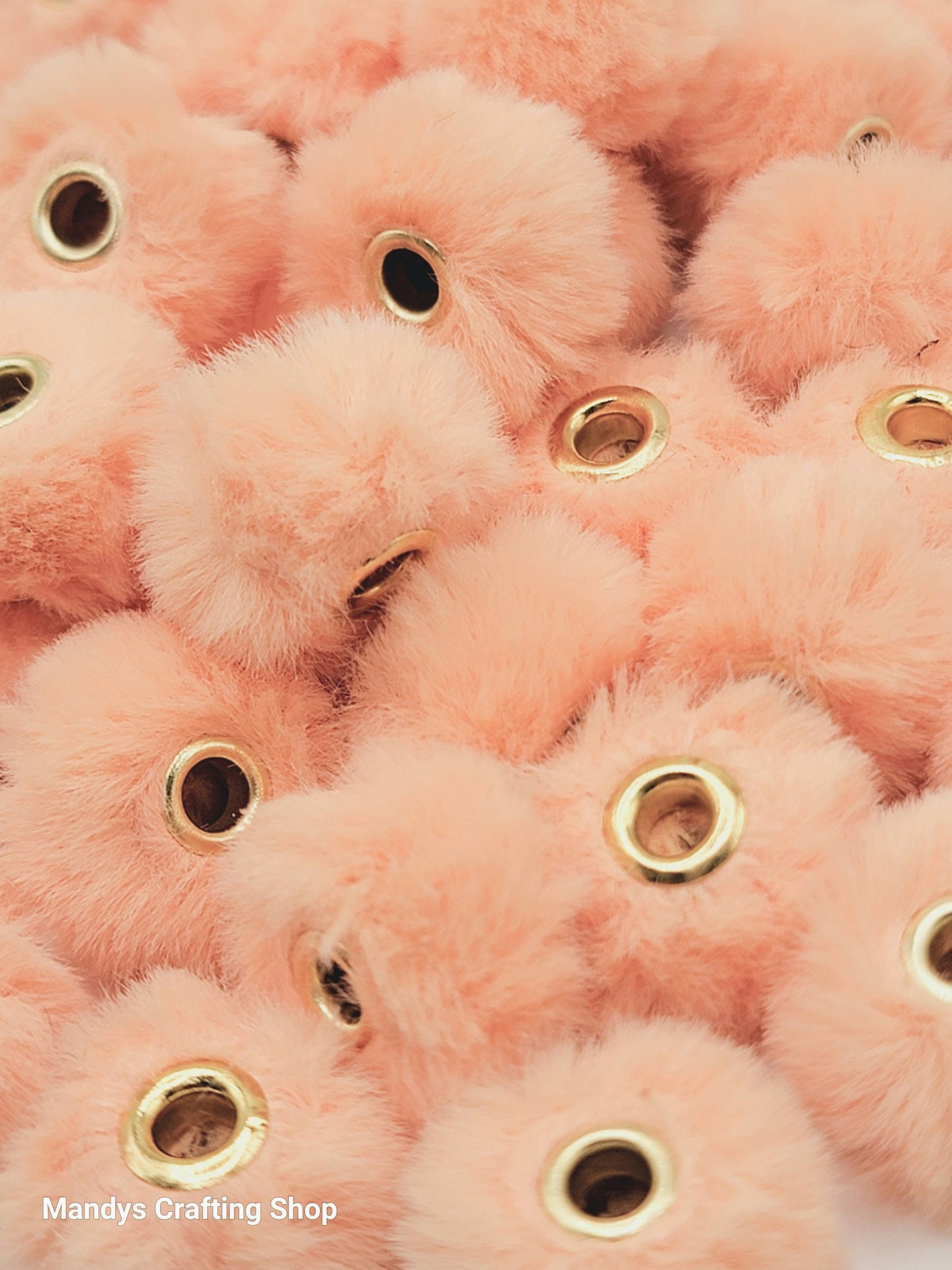 Light Orange Faux Fur Bead – Fuzzy Pom Pom Spacer Bead for Pens, Keychains & DIY Crafts (Set of 10)
