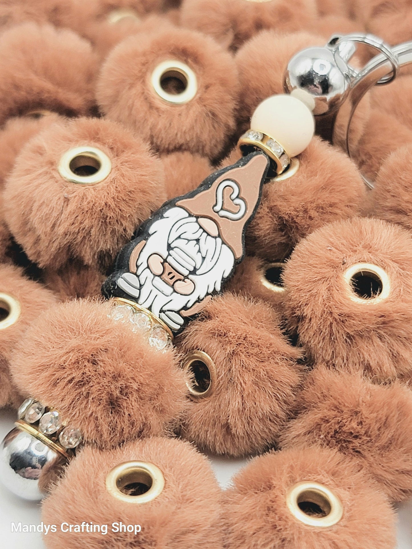 Brown Faux Fur Beads – Fuzzy Pom Pom Spacer Beads for Pens, Keychains & DIY Crafts (Set of 10)