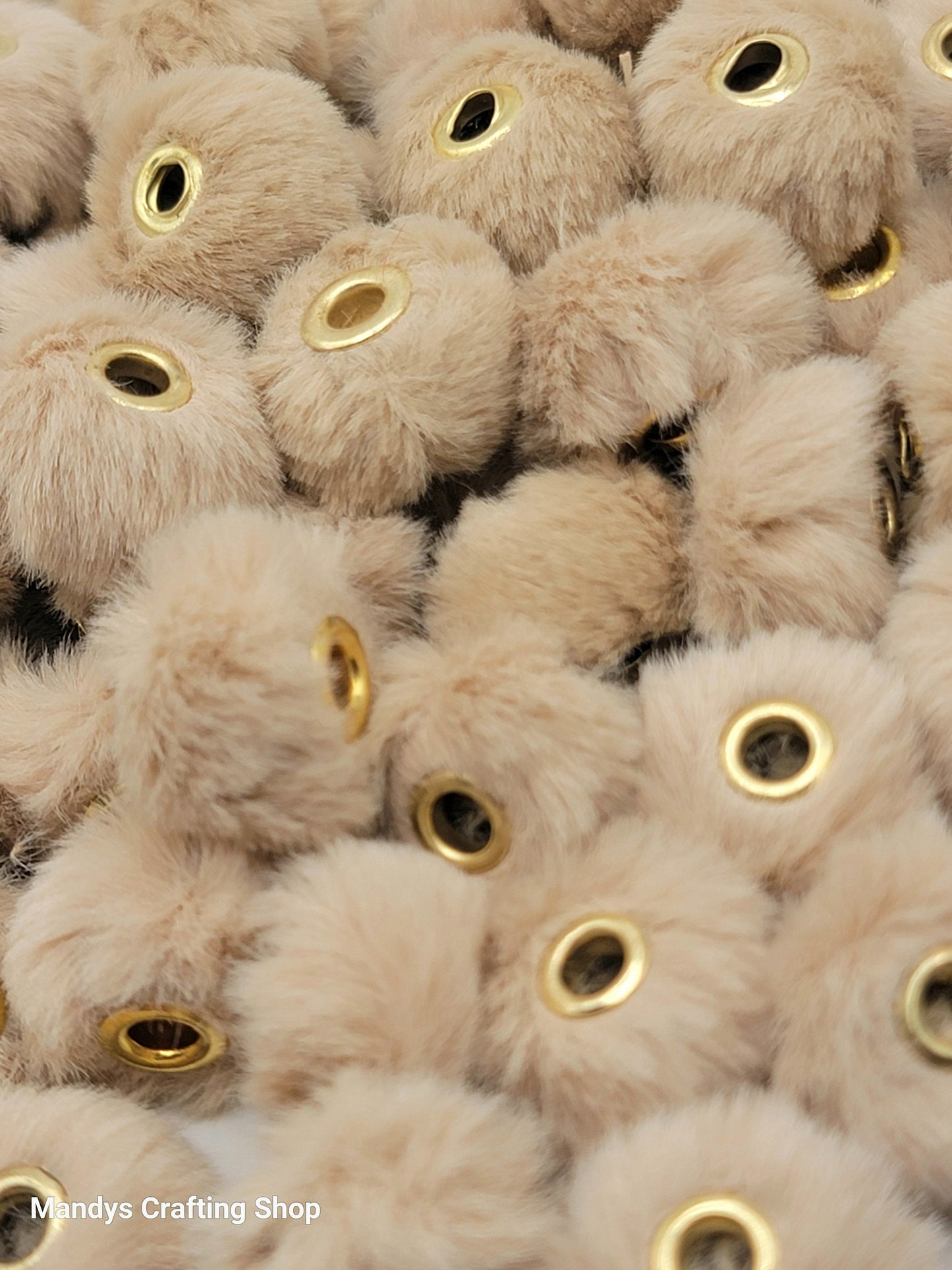 Taupe Faux Fur Beads – Fuzzy Pom Pom Spacer Beads for Pens, Keychains & DIY Crafts (Set of 10)
