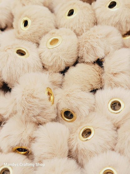 Taupe Faux Fur Beads – Fuzzy Pom Pom Spacer Beads for Pens, Keychains & DIY Crafts (Set of 10)