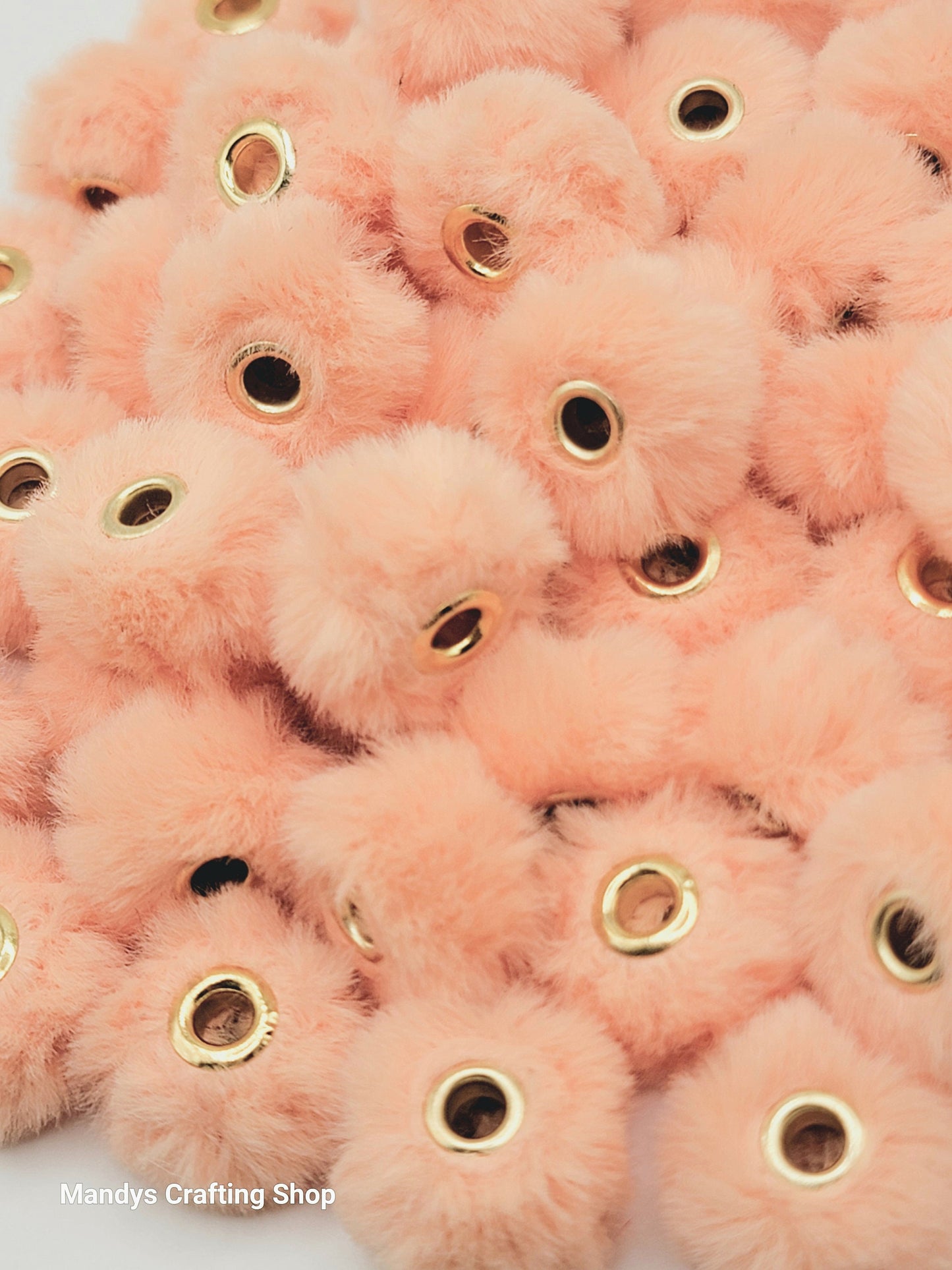Light Orange Faux Fur Bead – Fuzzy Pom Pom Spacer Bead for Pens, Keychains & DIY Crafts (Set of 10)