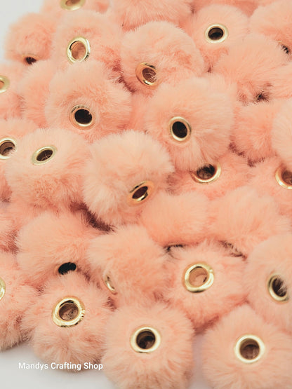 Light Orange Faux Fur Bead – Fuzzy Pom Pom Spacer Bead for Pens, Keychains & DIY Crafts (Set of 10)