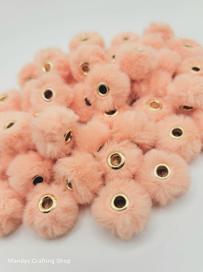 Light Orange Faux Fur Bead – Fuzzy Pom Pom Spacer Bead for Pens, Keychains & DIY Crafts (Set of 10)