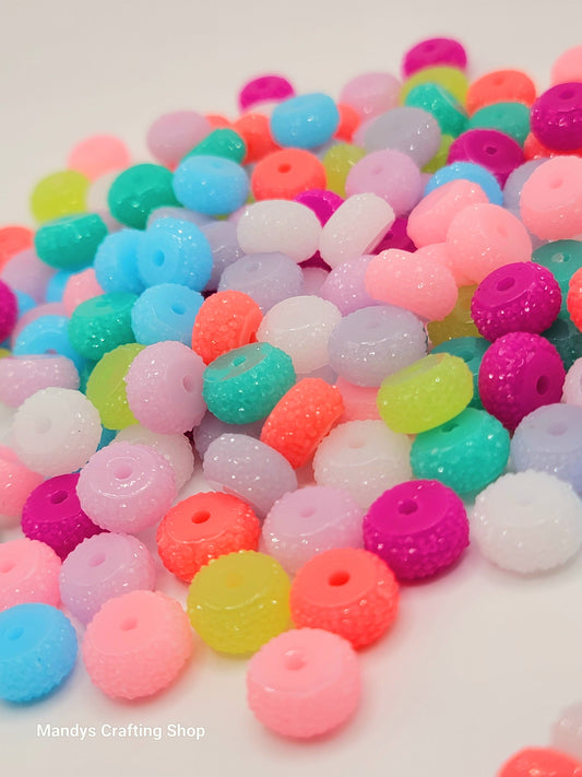 12mm Acrylic Gaasket Spacer Beads Mix Assorted Sherbet Colors - Pack of 20