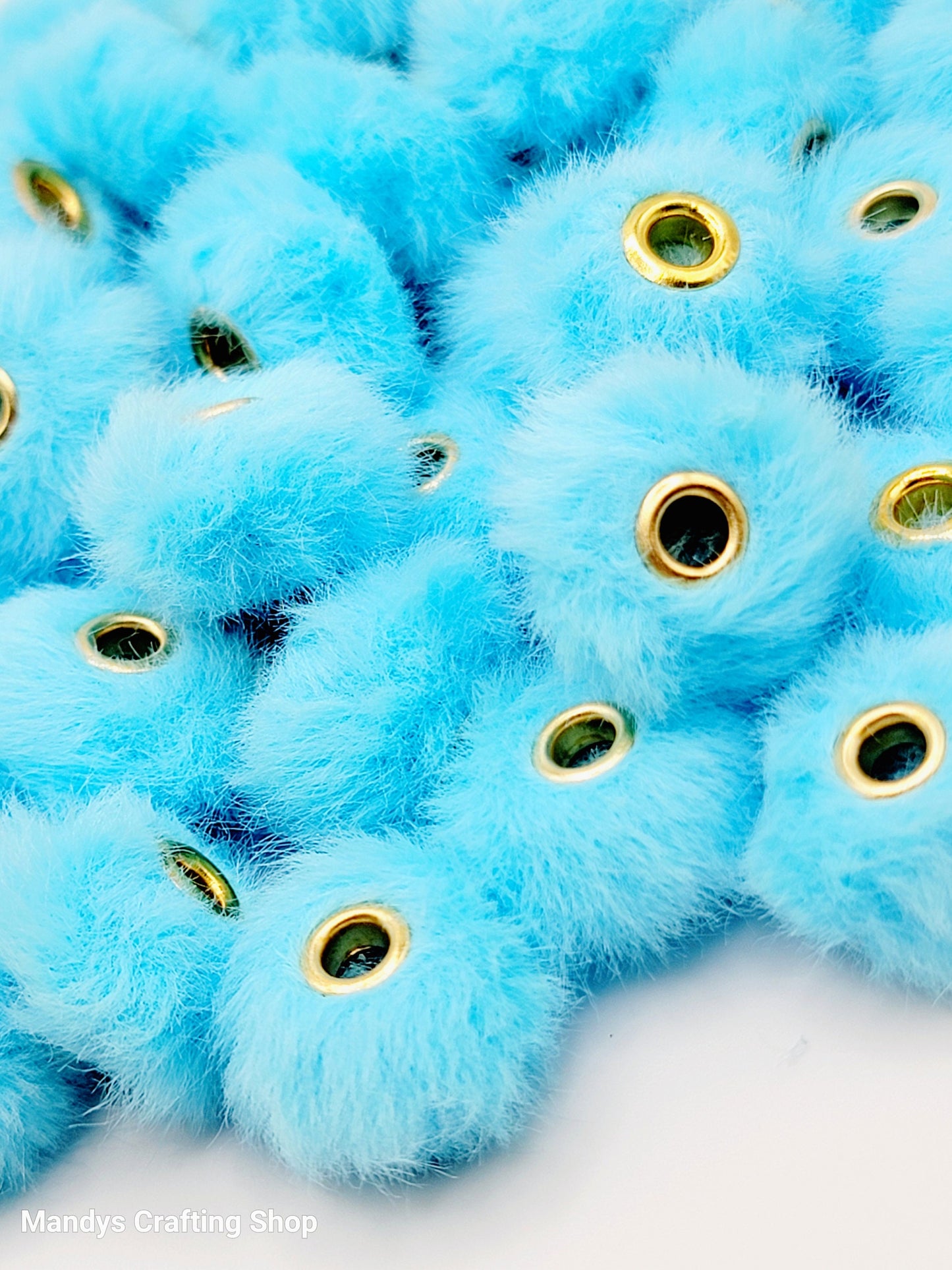 Robin Egg Blue Faux Fur Beads – Fuzzy Pom Pom Spacer Beads for Pens, Keychains & DIY Crafts (Set of 10)