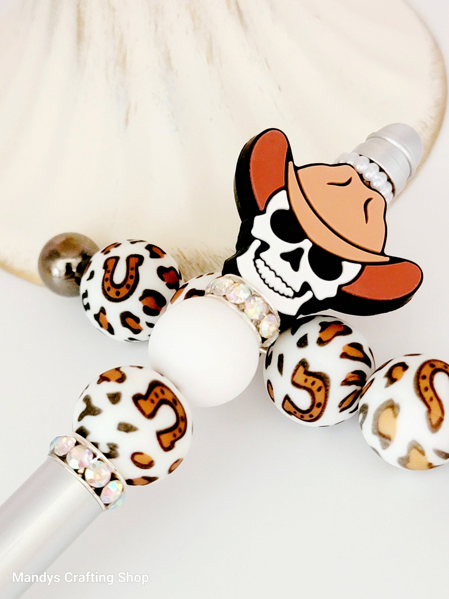 15mm Horseshoe Leopard Print Silicone Bead – Western Animal Print Round Spacer Beads for Pens & Wristlets