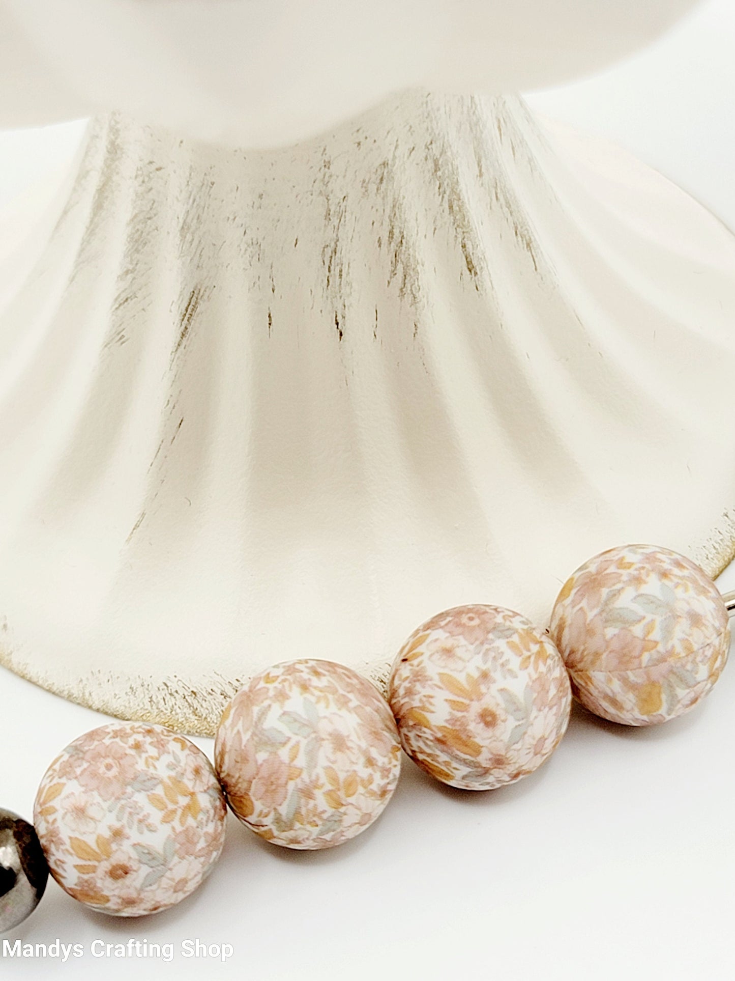 15mm Printed Brown Garden Print Silicone Bead – Floral Round Beads for Pens & Wristlets