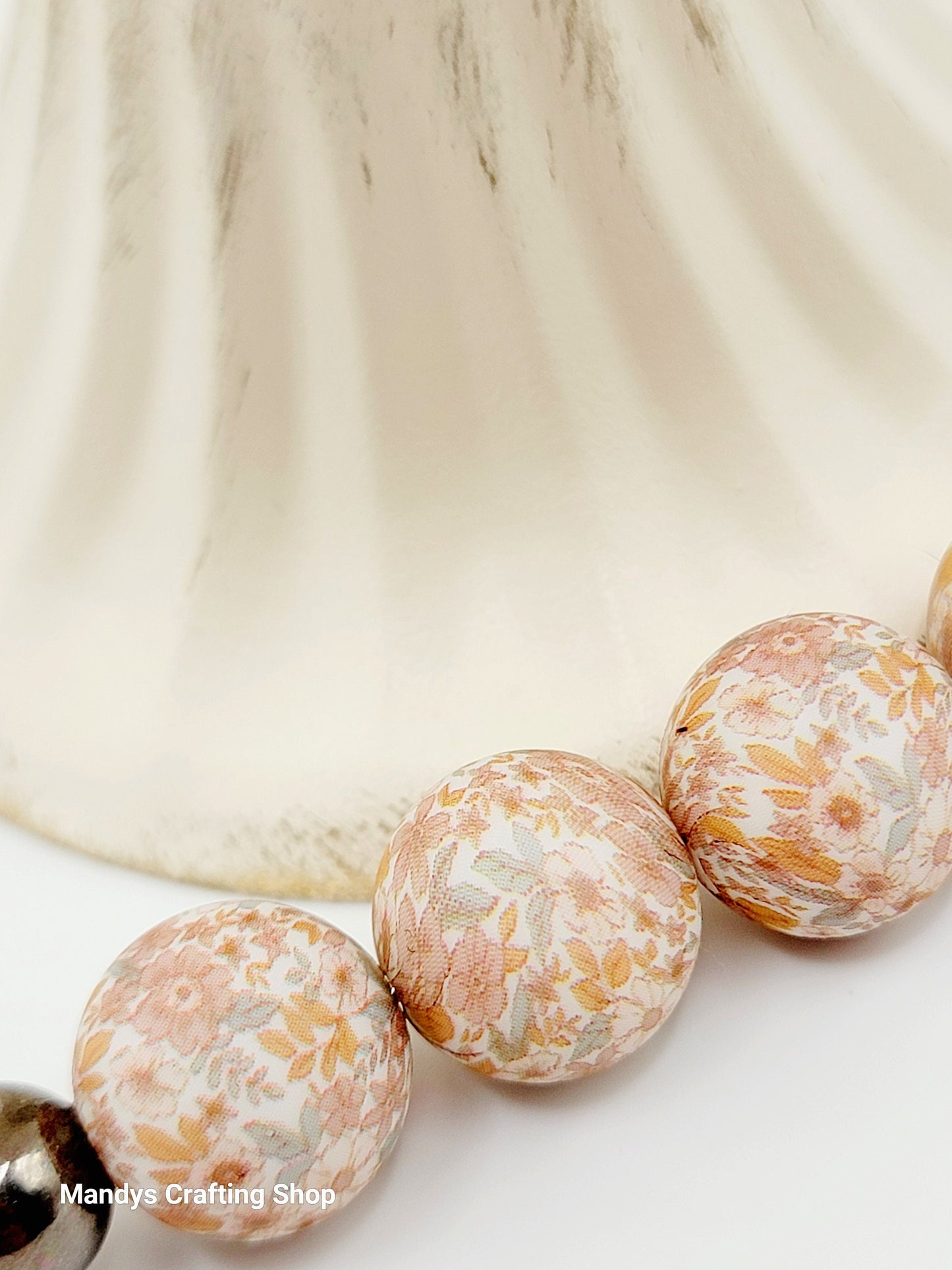 15mm Printed Brown Garden Print Silicone Bead – Floral Round Beads for Pens & Wristlets