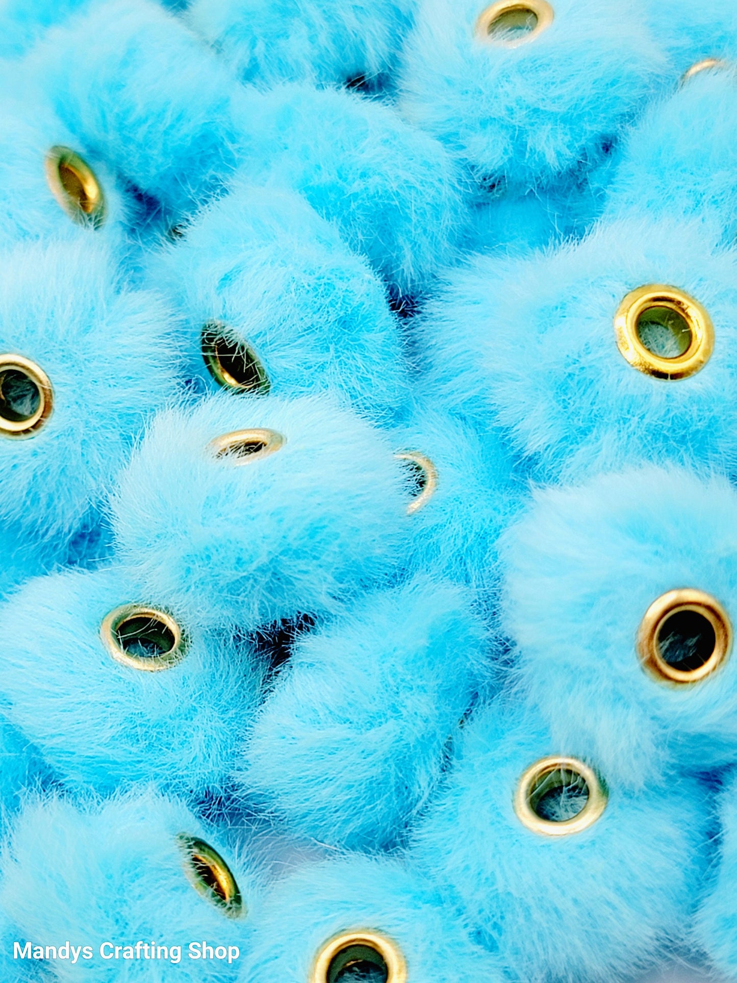 Robin Egg Blue Faux Fur Beads – Fuzzy Pom Pom Spacer Beads for Pens, Keychains & DIY Crafts (Set of 10)