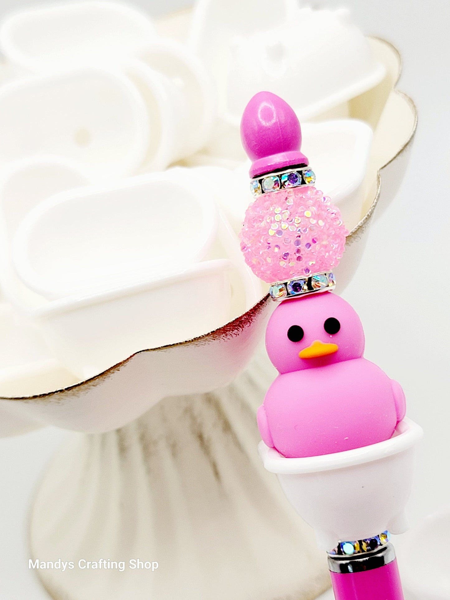 3D Plastic Duck Bathtub Focal Bead (Pack of 1, 2, 5)