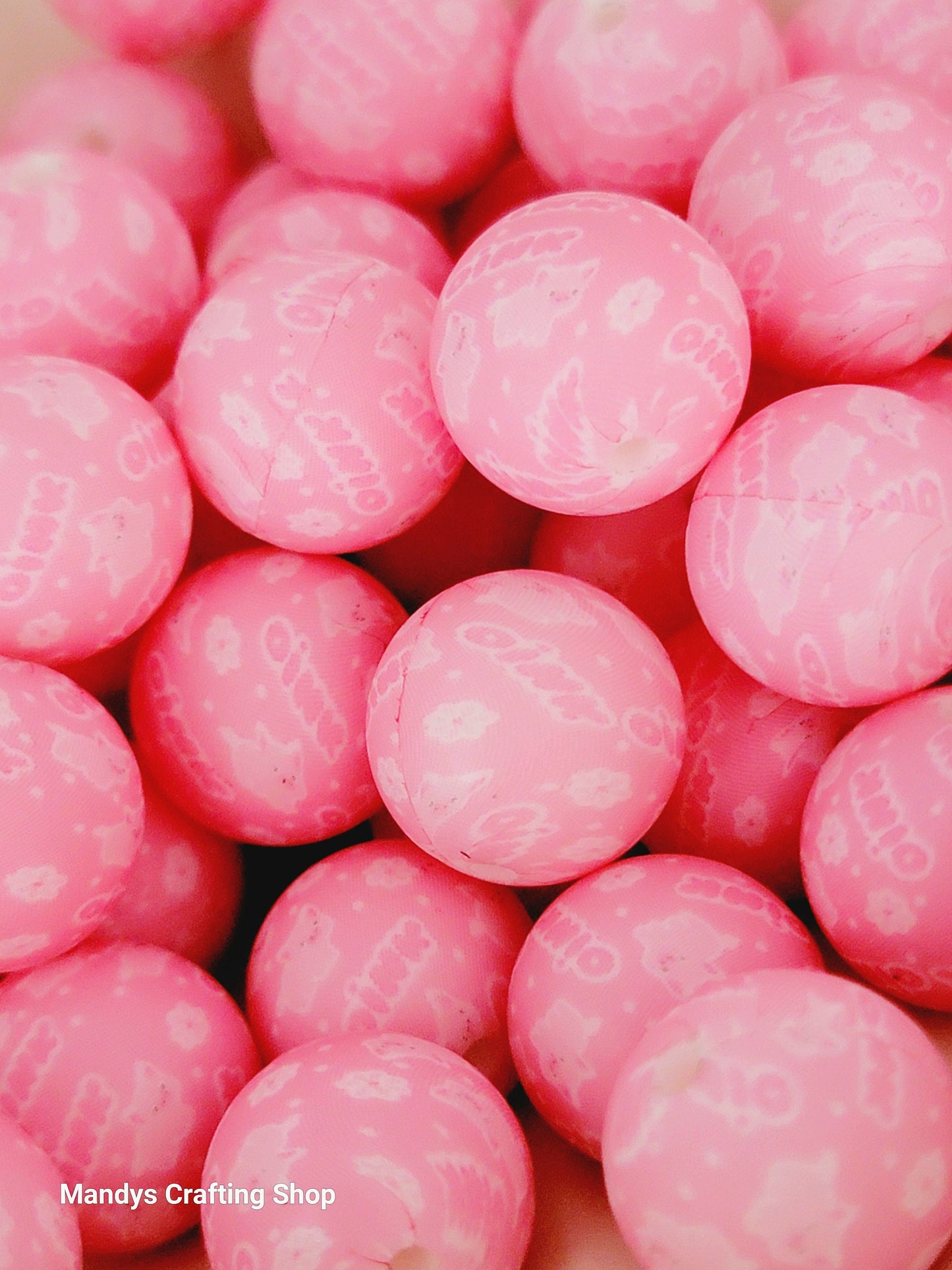 15mm Printed Pink Pig Silicone Bead – Round Farm Animal Spacer Beads for Pens & Wristlets