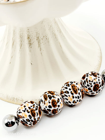 15mm Printed Pumpkin Leopard Silicone Bead – Halloween Round Focal Beads for Pens & Wristlets