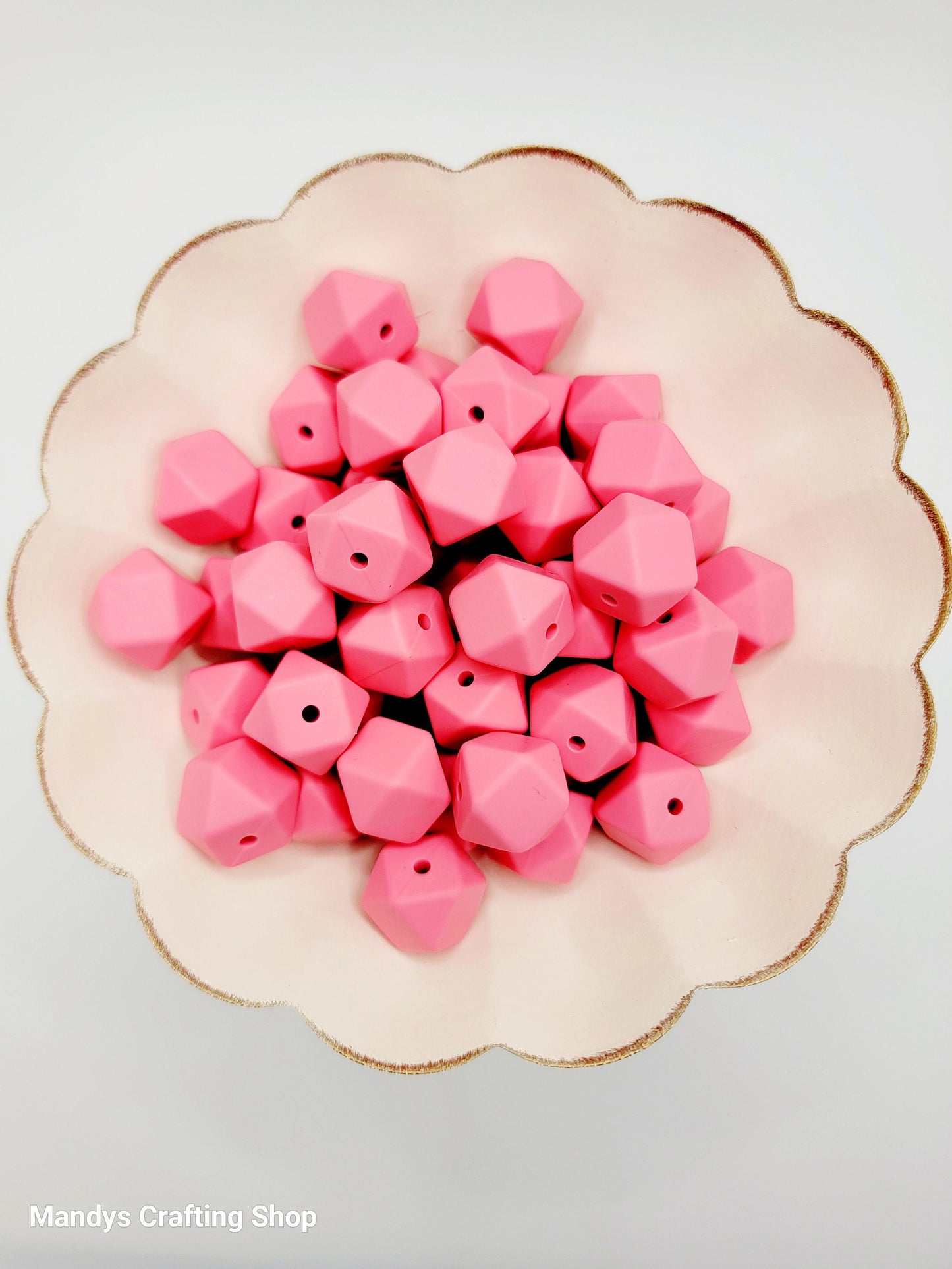 Sakura Pink Hexagon Silicone Beads – 14mm Hex Spacer Beads (Set of 5)