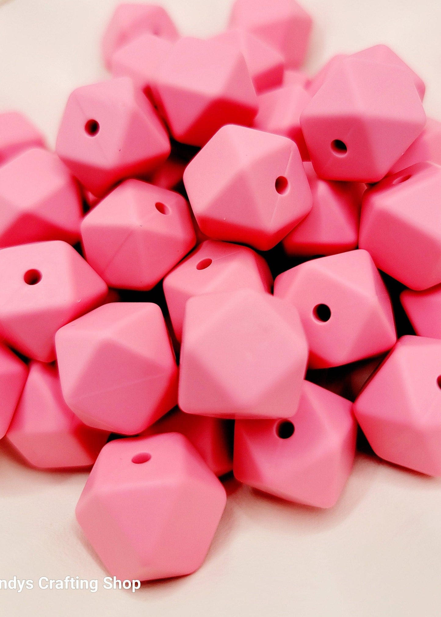 Sakura Pink Hexagon Silicone Beads – 14mm Hex Spacer Beads (Set of 5)