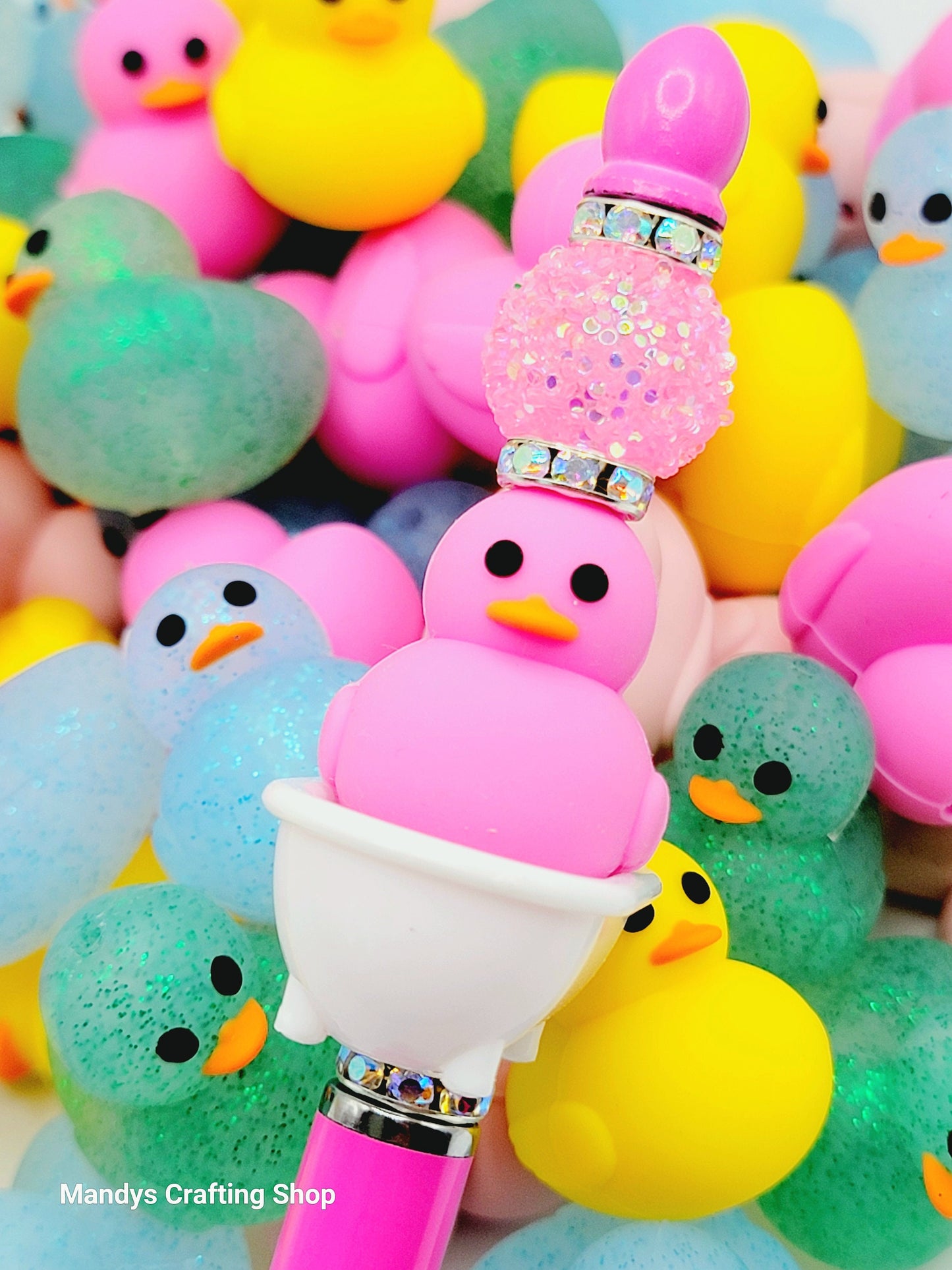 3D Plastic Duck Bathtub Focal Bead (Pack of 1, 2, 5)