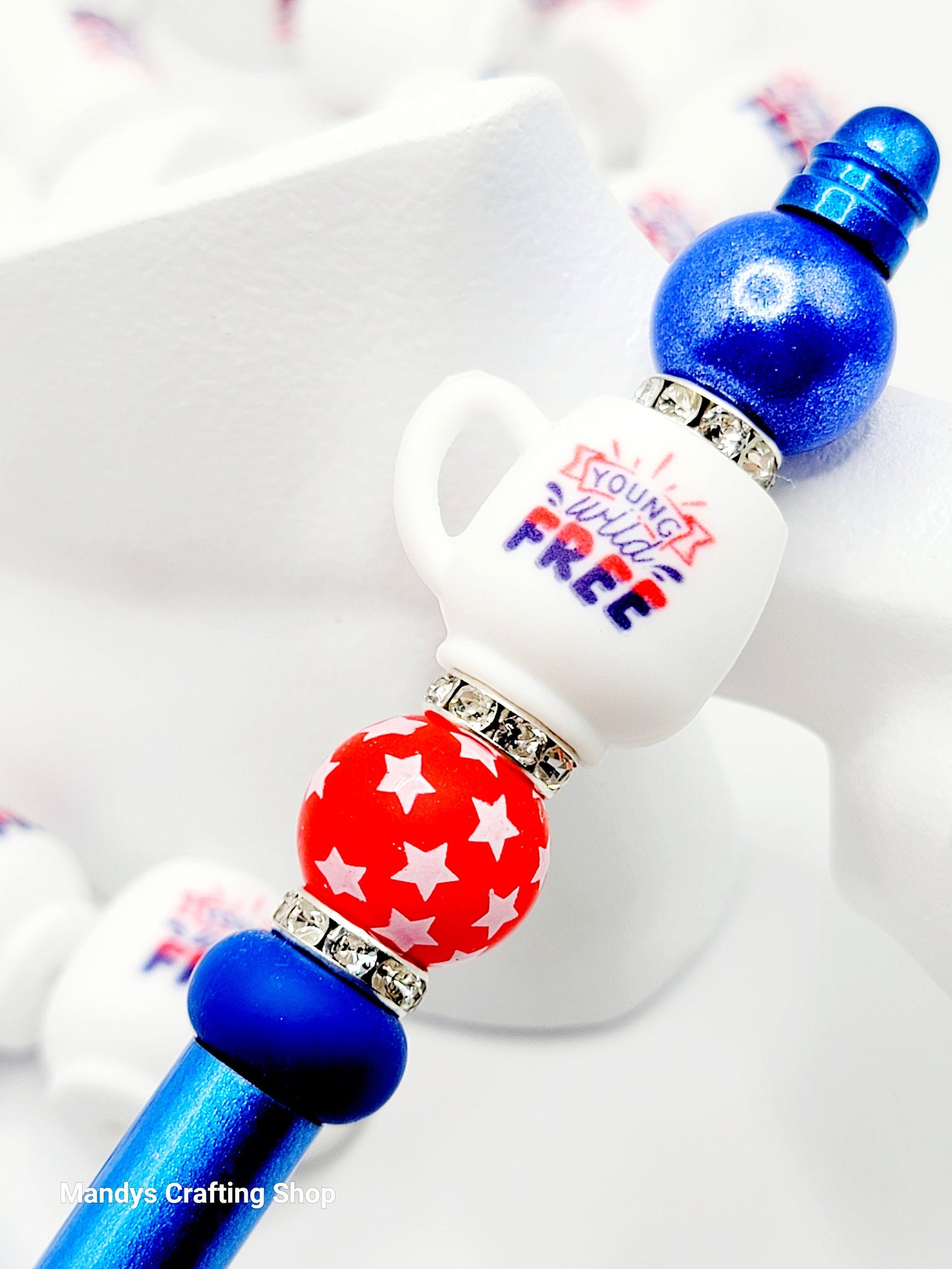 Young Wild Free 3D Coffee Cup Silicone Focal Bead – Patriotic USA Pen & Keychain Bead (Set of 1, 2 or 5)