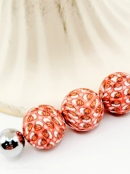 15mm Printed Christmas Santa Face Silicone Beads – Red Christmas Theme Round Spacer Beads for Pens & Wristlets