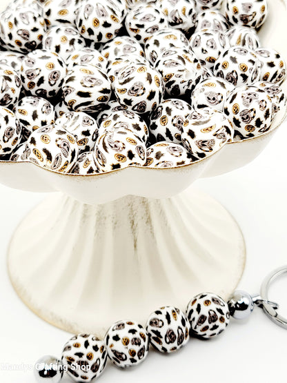 15mm Printed Halloween Skull Coffee Bat Silicone Bead –  Halloween Spooky Theme Silicone Round Pen & Wristlet Beads