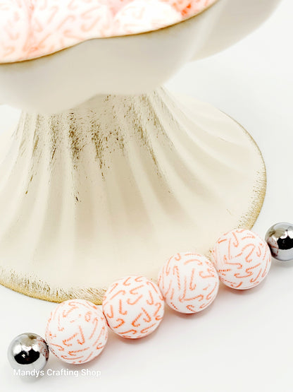 15mm Candy Cane Christmas Silicone Beads – Holiday Round Beads for Pens & Wristlets