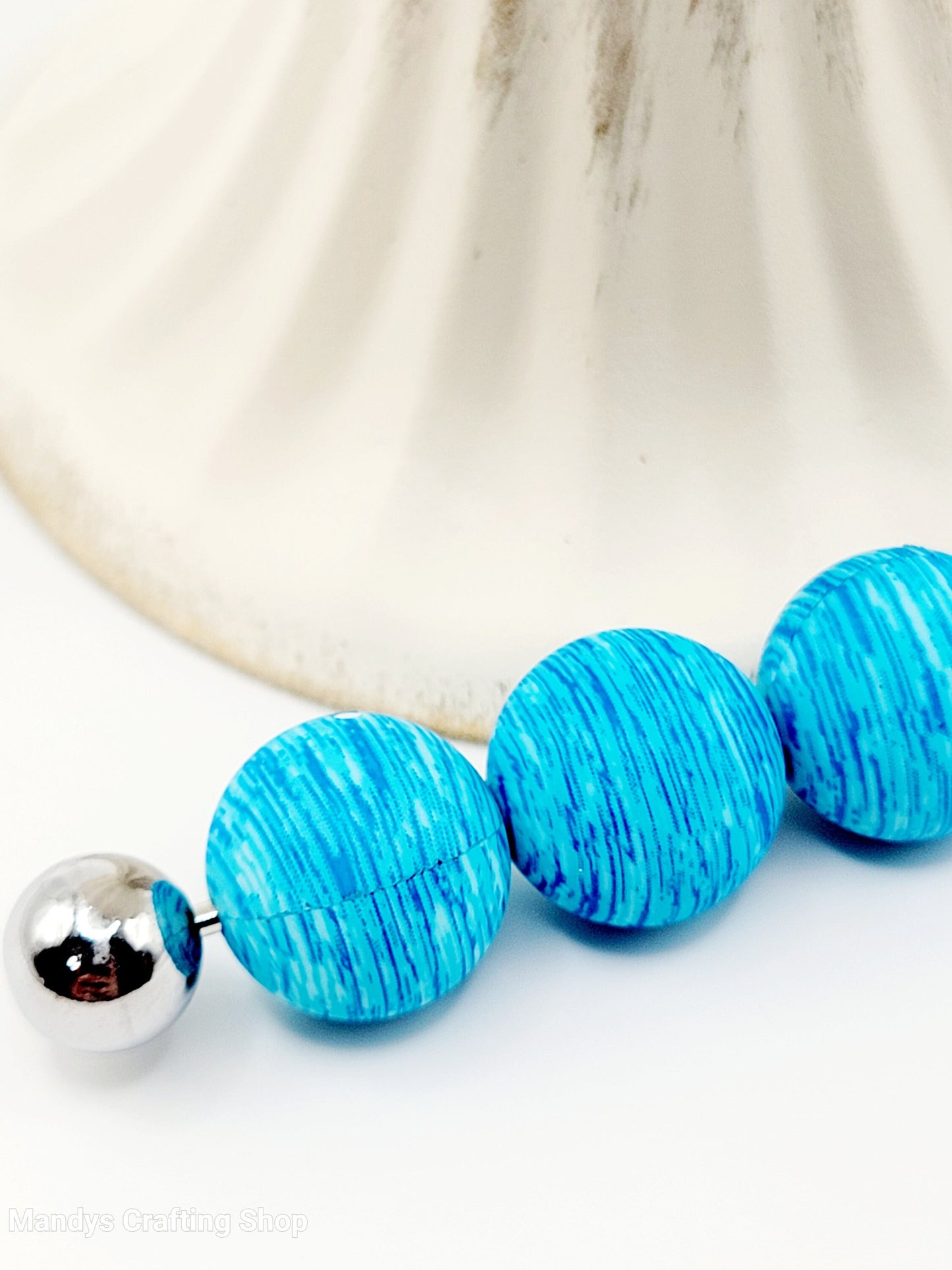 15mm Printed Blue Swirl Silicone Beads – Blue Round Spacer Beads for Pens & Wristlets