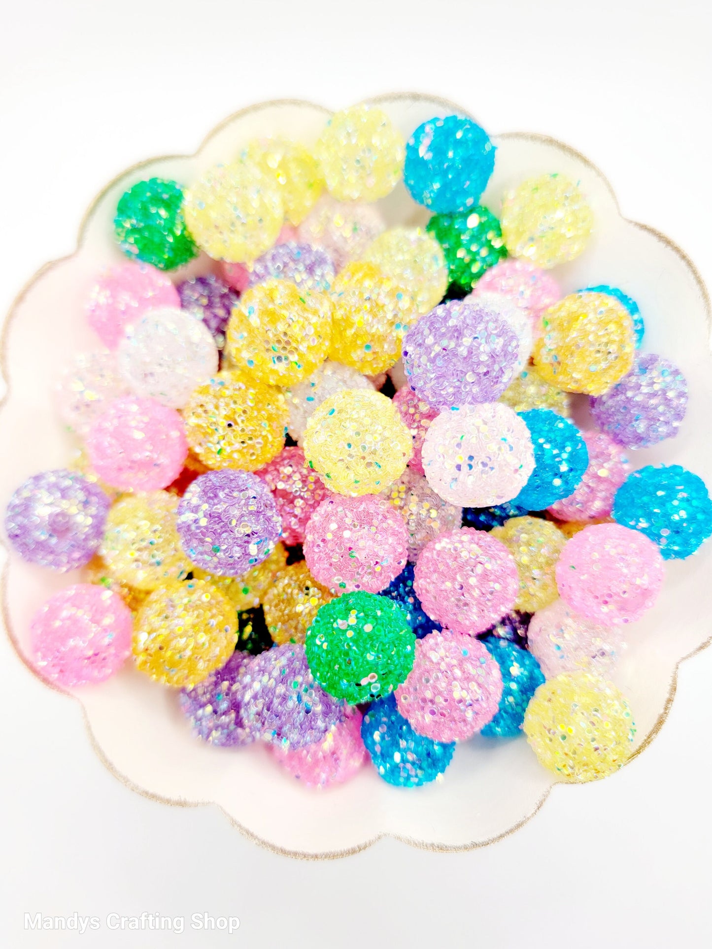 16mm Glitter Acrylic Bubblegum Beads (Set of 5 or 10) – Chunky Round Beads