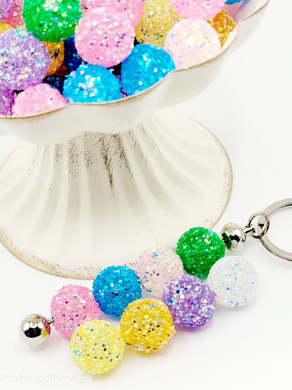 16mm Glitter Acrylic Bubblegum Beads (Set of 5 or 10) – Chunky Round Beads