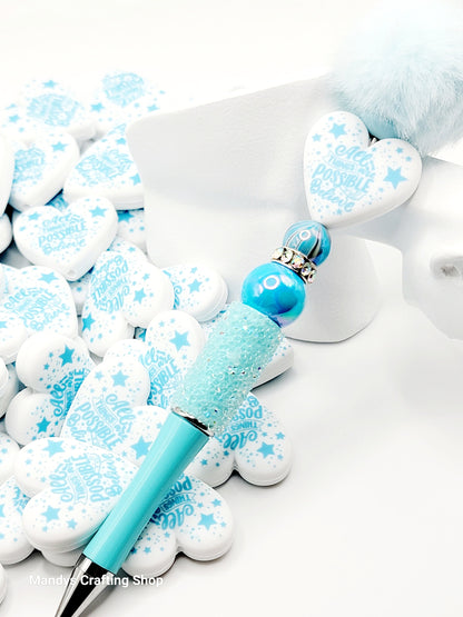 All Things Are Possible Heart Focal Bead – Inspirational Printed Silicone Pen Beads (Set of 2)