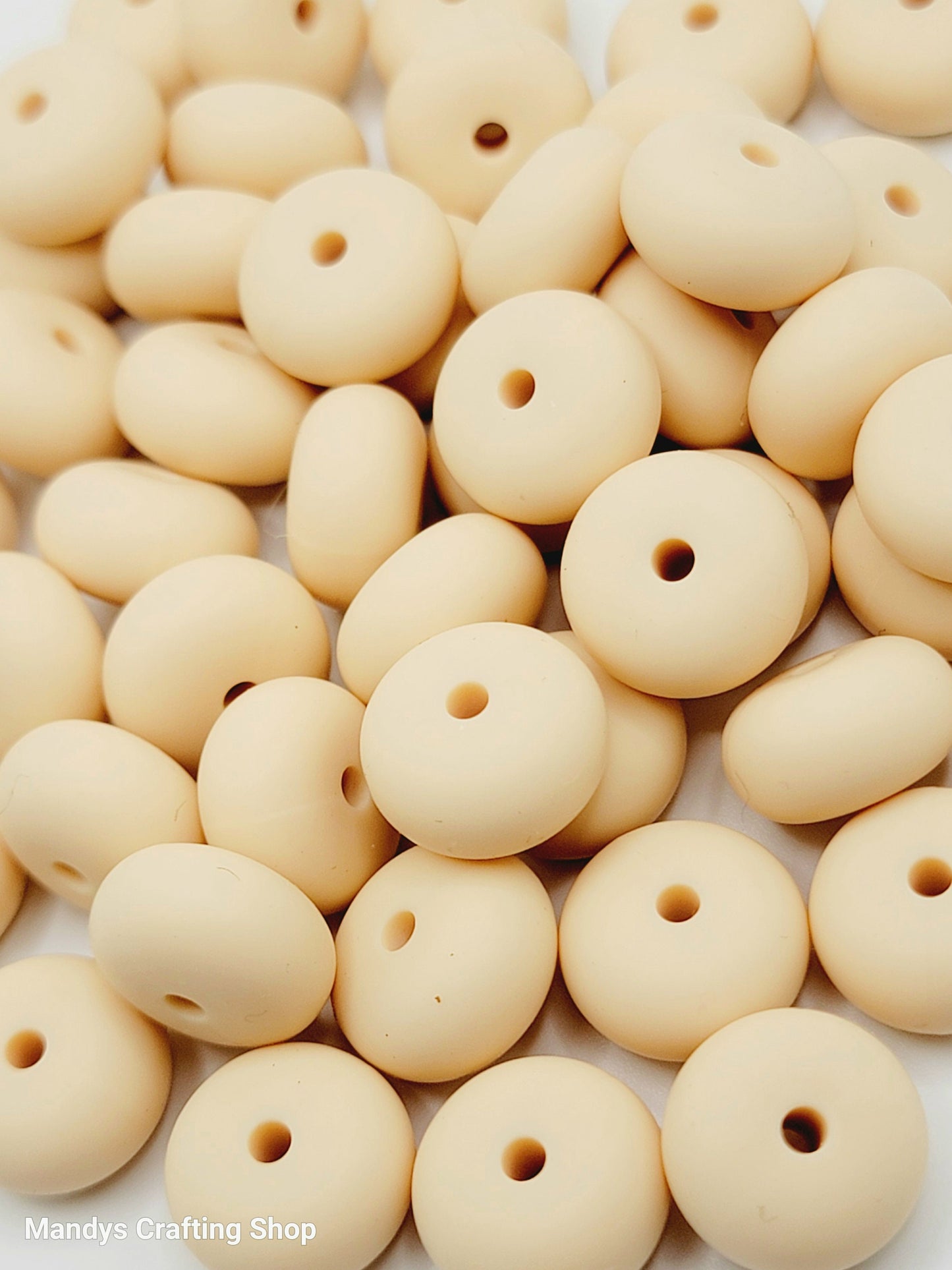 Cream Abacus Silicone Beads Matte– 14mm (Set of 10)