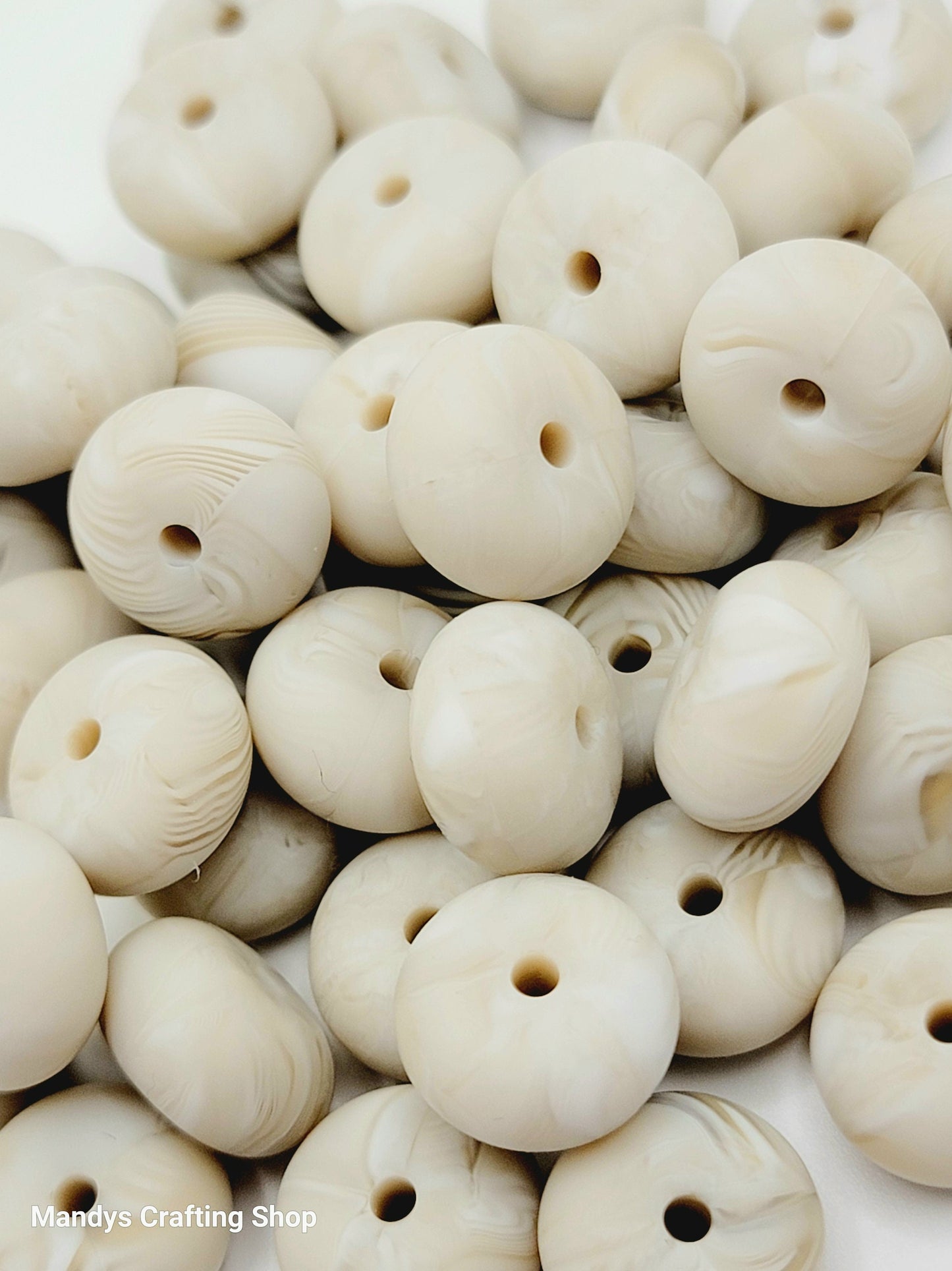 Brown Swirl Abacus Silicone Beads Matte– 14mm (Set of 10)