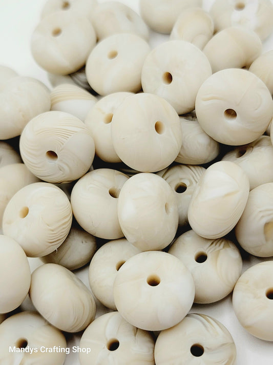 Brown Swirl Abacus Silicone Beads Matte– 14mm (Set of 10)