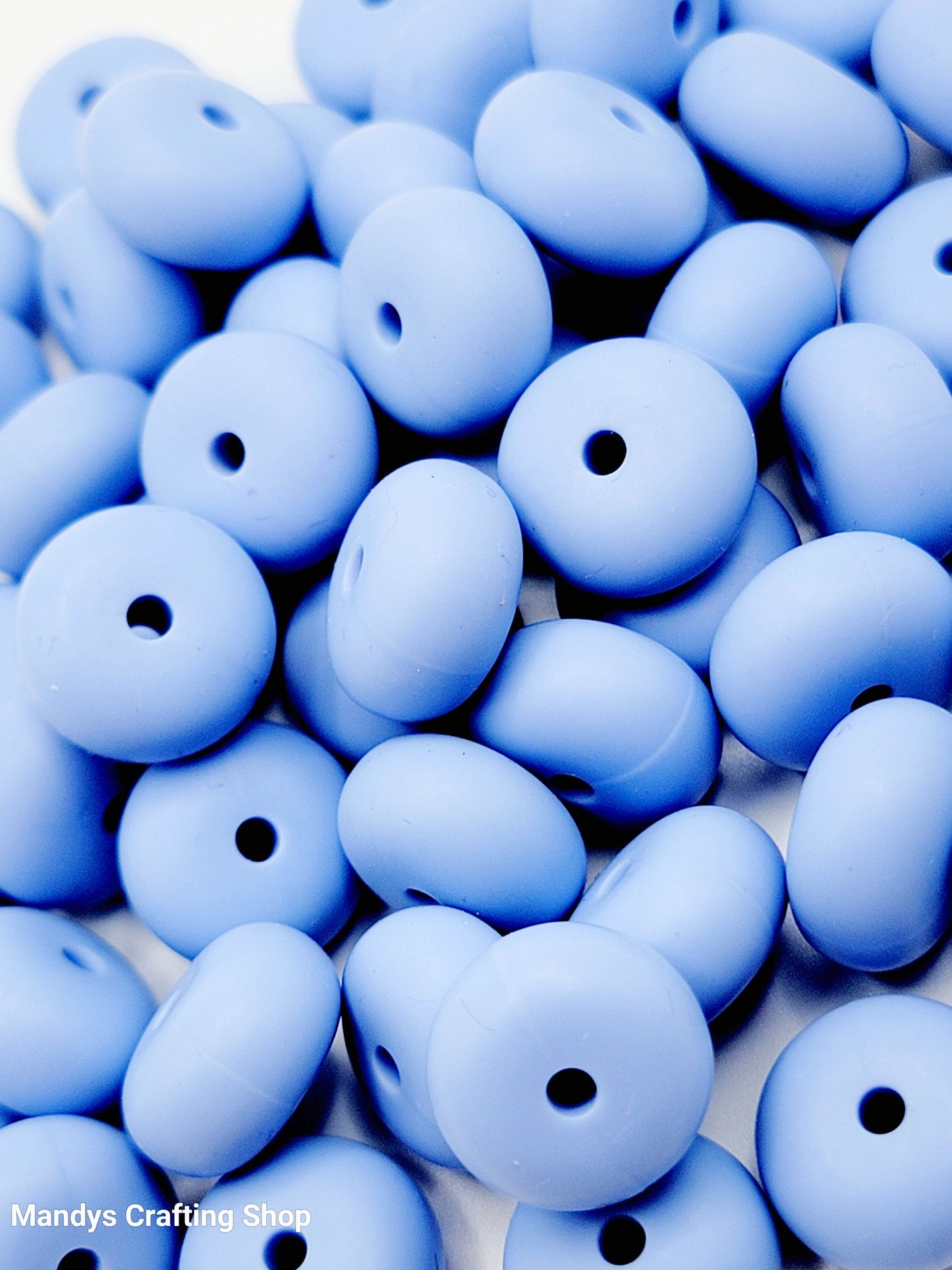Serenity Blue Abacus Silicone Beads Matte– 14mm (Set of 10)