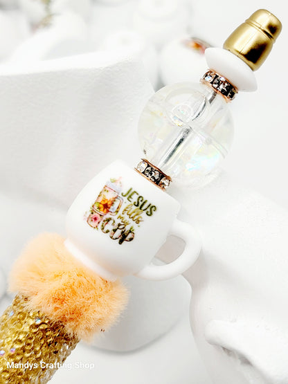 Jesus Fills My Cup Silicone Focal Bead – Inspirational 3D Mug Bead for Pens & Crafts (Set of 1, 2 or 5)