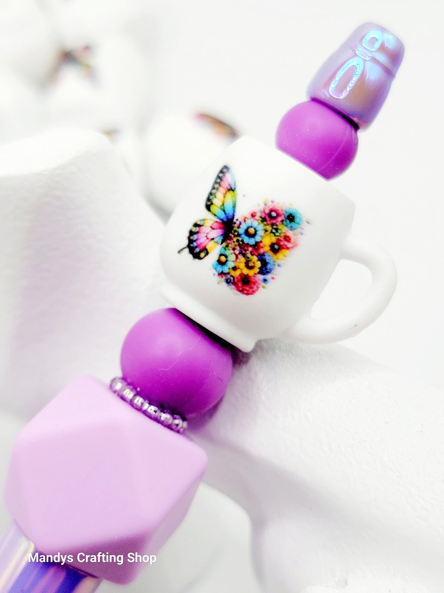 Floral Butterfly 3D Cup Silicone Focal Bead – 3D Pen & Keychain Bead (Set of 1, 2 or 5)