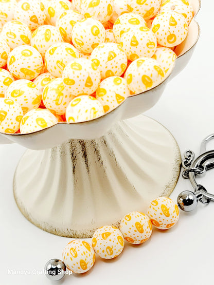 15mm Printed Halloween Pumpkin Silicone Beads – Round Halloween Beads for Pens & Wristlets