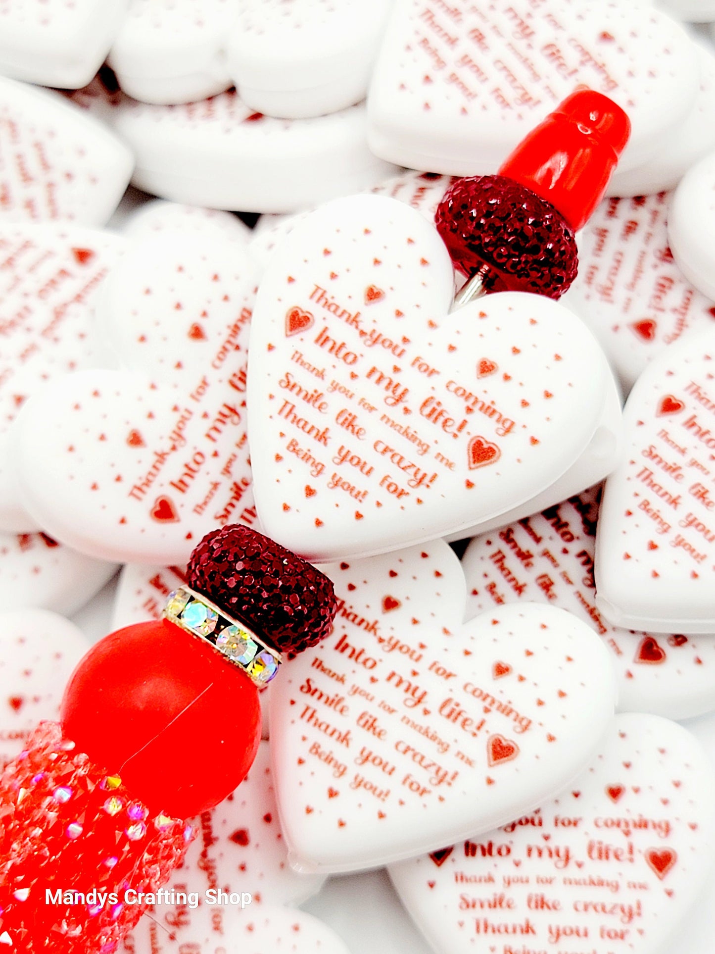 Thank You For Being You Heart Focal Bead – Printed Silicone Best Friend Pen Bead