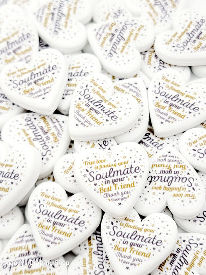 Soulmate True Friend Heart Focal Bead – Printed Silicone Best Friend & Sister Pen Bead (Set of 2)
