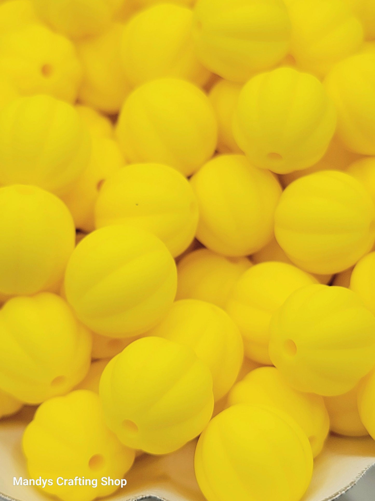 12mm Ribbed Round Silicone Beads – Pumpkin Style Spacer Beads (Set of 10)