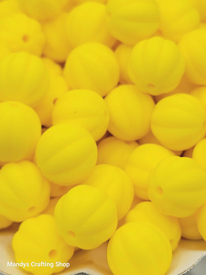 12mm Ribbed Round Silicone Beads – Pumpkin Style Spacer Beads (Set of 10)